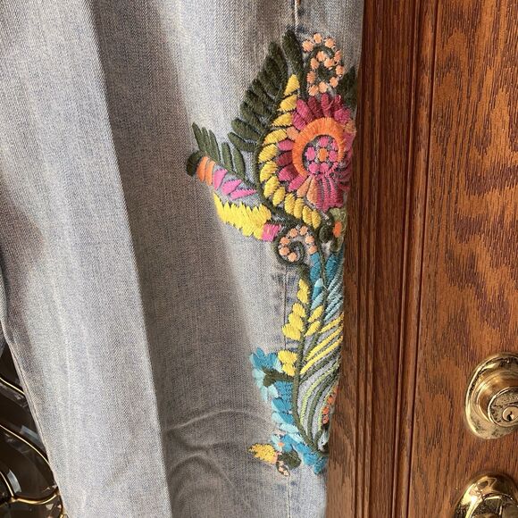 Vtg Z Cavaricci Jeans Womens High Rise Embroidered flower Straight Leg Boho S 14 - Picture 4 of 16
